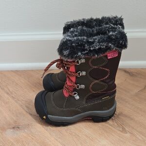 Keen Brown and Black Boots with Red Accents